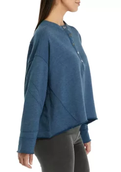 Discount ⌛ FP Movement Play On Sweat Long Sleeve Henley Neck 👚 Shirt 👍 -Free People Sales Belk 1032