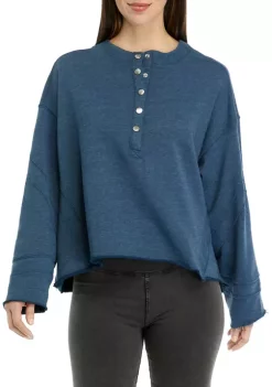 Discount ⌛ FP Movement Play On Sweat Long Sleeve Henley Neck 👚 Shirt 👍 -Free People Sales Belk 1033
