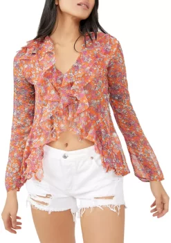 Best Pirce 🎉 Free People Nina Printed Top 🔥 -Free People Sales Belk 1610