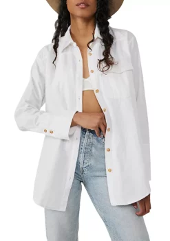 Discount 🎁 Free People Manchester Solid Button Down 👕 Shirt 😉