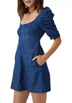 Top 10 🤩 Free People Cheyenne Denim Mini 👗 Dress ⭐ -Free People Sales Belk 2344