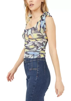Cheapest ❤️ Free People Sleeveless Bow Strap Abstract Print Top 😍 -Free People Sales Belk 386