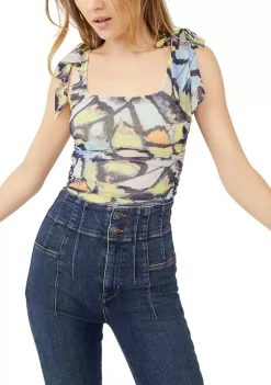 Cheapest ❤️ Free People Sleeveless Bow Strap Abstract Print Top 😍 -Free People Sales Belk 388