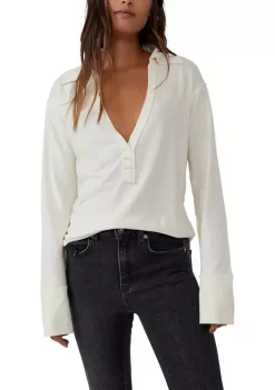 Flash Sale ⌛ Free People Collared Split Neck Top 🧨 -Free People Sales Belk 408