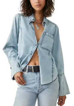 Discount 👏 Free People Mackenzie Button Down Denim 👕 Shirt 👏 -Free People Sales Belk 734