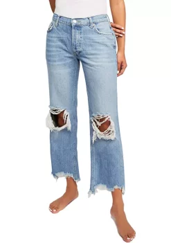 Buy 🥰 Free People Mid Rise Distressed Straight Leg 👖 Jeans ❤️